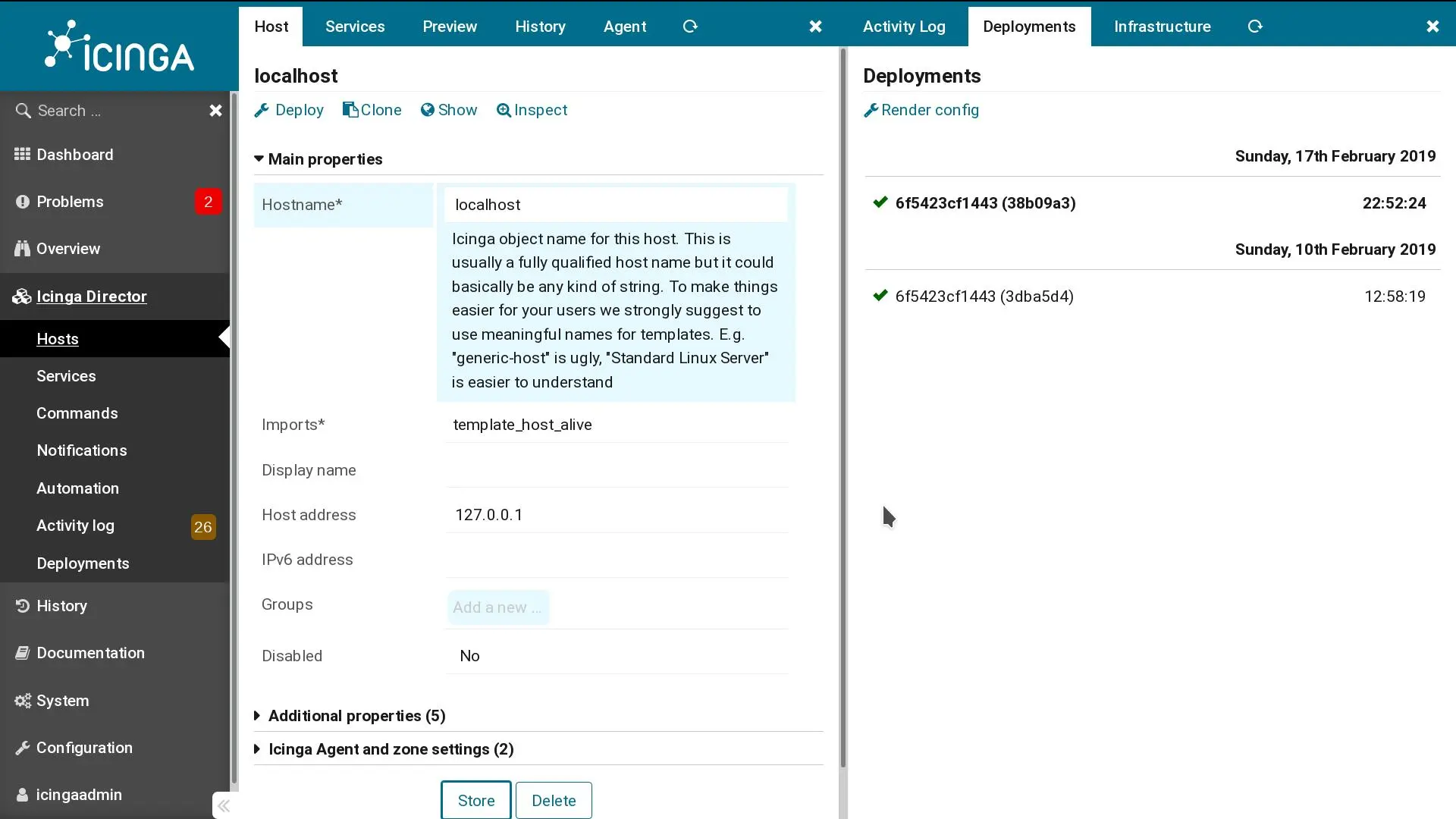 Icinga2web2 director deploy