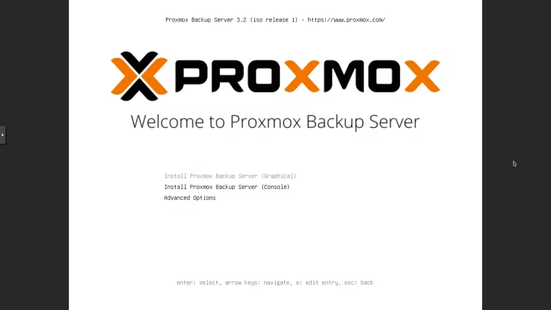 Proxmox Backup Server boot