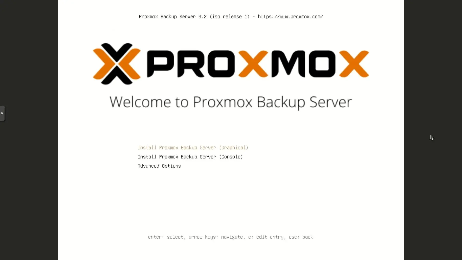 Proxmox Backup Server boot