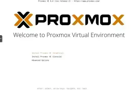 Proxmox VE 8 installation: boot screen